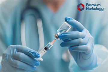 Врач набирает медикамент шприцом из пузырька